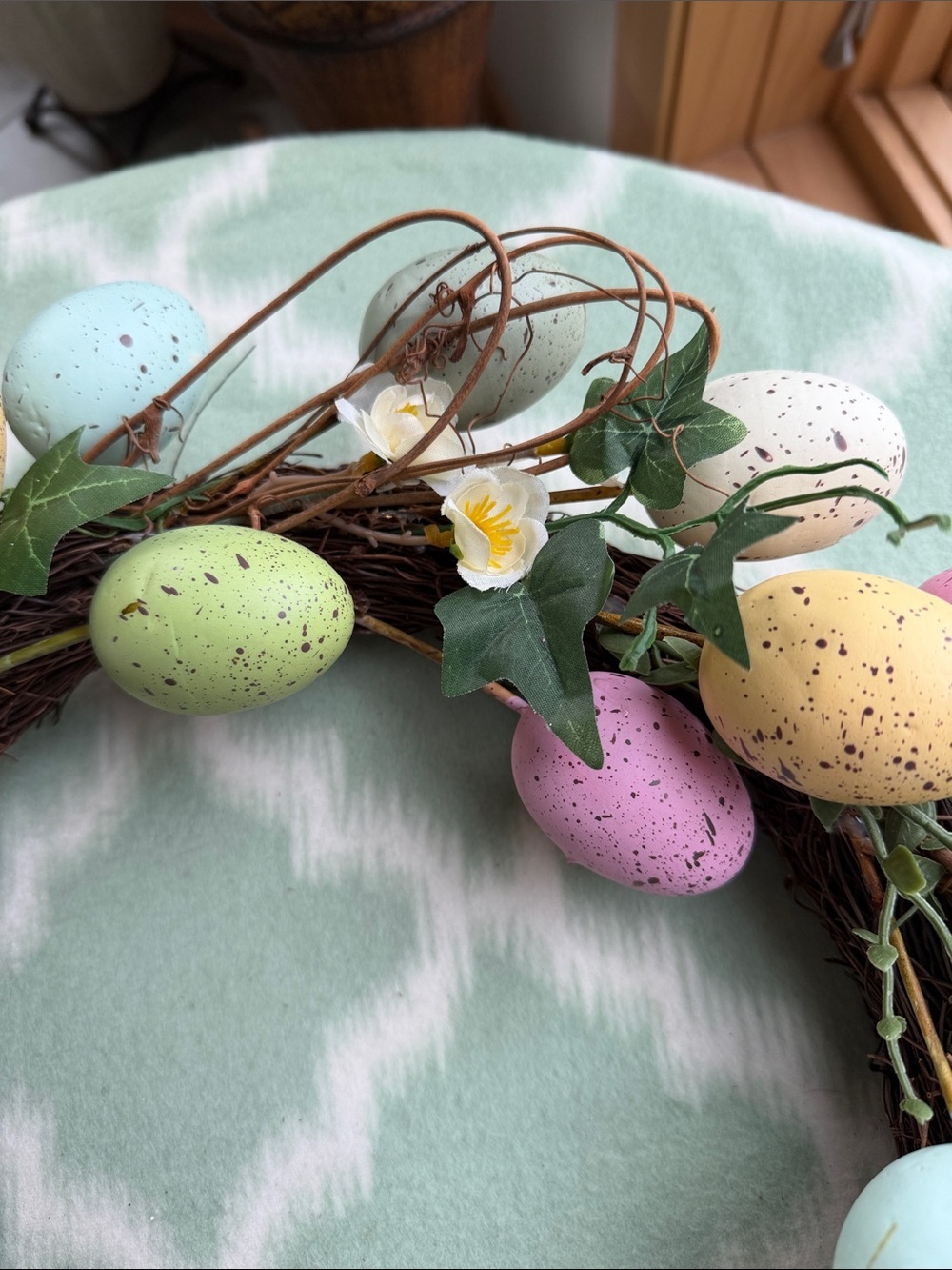 Spring Pastel Egg Wreath - Decorative Home Holiday Accent - Picture 5 of 8